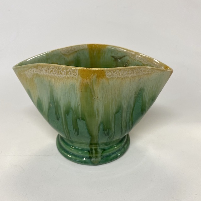 VASE, Art Deco - Earthenware Green 'Remued' Style